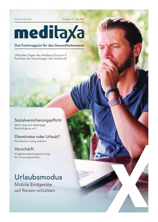 Titelseite meditaxa Ausgabe 117, Mai 2026