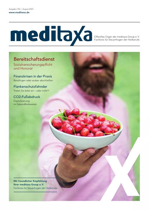 Titelseite meditaxa Ausgabe 106, August 2023