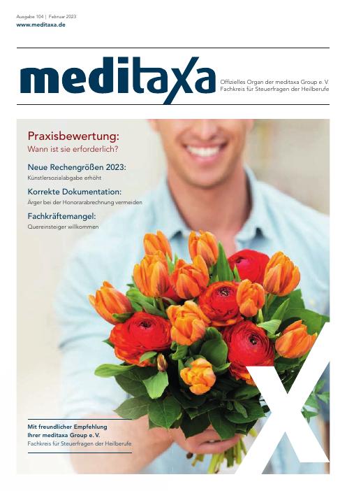 Titelseite meditaxa Ausgabe 104, Februar 2023